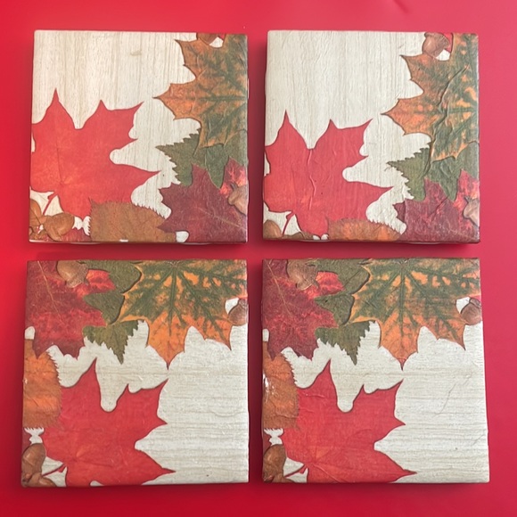 Other - Fall leaves coaster set - hand crafted with decoupage  - set of 4